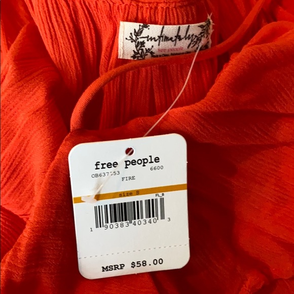Free People Orange Red Ruffled Tank - Picture 4 of 6